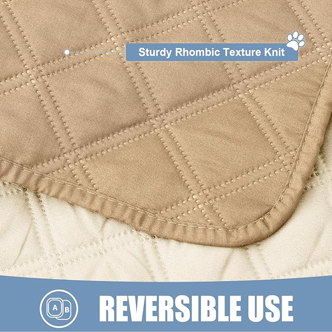 Smiry Waterproof Dog Bed Cover Pet Blanket, Soft Washable Dog Blanket for Furniture Bed Couch Sofa Reversible, Checkered (40"x50", Camel/Beige) - Image 4