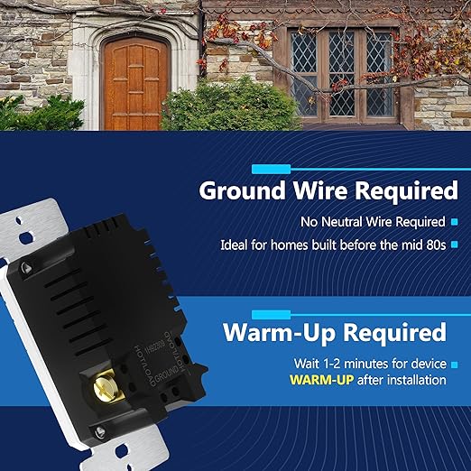 LIDER No Neutral Wire Required Humidity Sensor Switch, Automatic Humidity Detection, Air Circulator, Bathroom Fan Automated Control, Adjustable Timing, 1-Pole, UL Listed, White, Wall Plate Included - Image 2