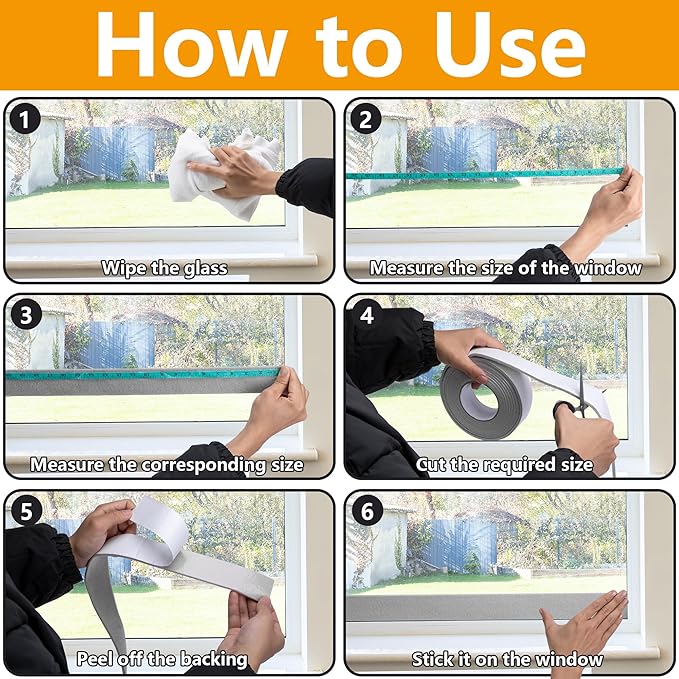 moonoom 2 Roll 16.4 Ft x 2'' Window Condensation Absorber Strip, Thick Window Moisture Absorbent Tape, Reusable Condensation Prevention Felt Strip for Absorbing Water and Keeping Dry - Image 5