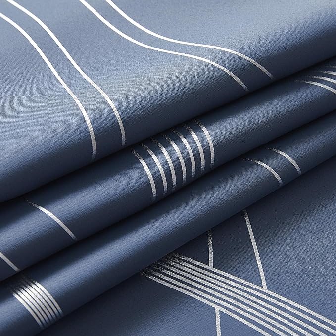 NICETOWN 100% Blackout Stone Blue Curtains for Living Room, Easy Care Solid Thermal Insulated Grommet Room Darkening Panels/Drapes for Boys Bedroom Decoration (2 Panels, 52" by 84") - Image 5