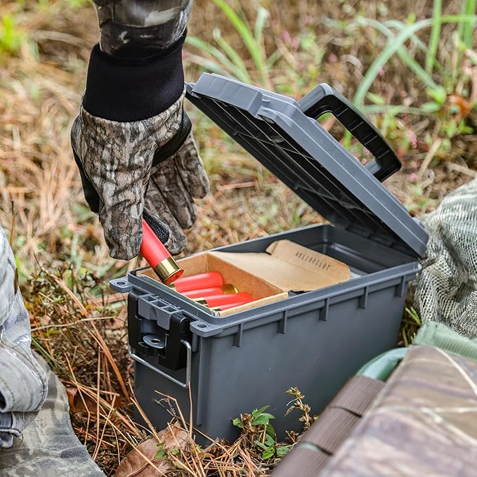 Sheffield 12628 Ammo Storage Box, Stackable .30 Cal Field Boxes, Water and Dust Resistant, Lockable Storage Box with Handle, Secures Hunting Gear, Supplies, and Bullets, Made in USA, Gray, 1-Pack - Image 9