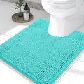 Smiry Luxury Chenille Toilet Rugs U-Shaped 24x20, Soft Absorbent Non-Slip Contour Bathroom Rugs for Toilet, Machine Washable Contoured Bath Mats, Turquoise by Smiry