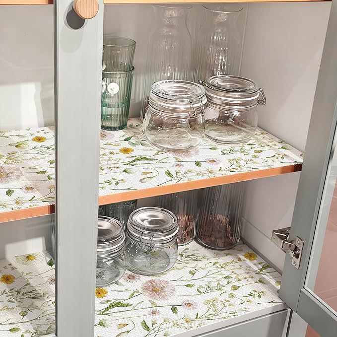 Drawer and Shelf Liner for Kitchen Cabinets Non Adhesive Drawer Liners Floral Cabinet Liner Strong Grip Non Slip Shelf Liners Waterproof Kitchen Shelves Cupboard Liner Easy to Clean 23.6IN x 10FT - Image 7