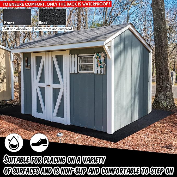 Haull Outdoor Storage Shed Floor Mat Waterproof Outdoor Carport Mat Thickened Soft Patio Furniture Pad Washable with Non Slip Backing, Storage Shed Not Included(9.8 x 12 ft) - Image 5