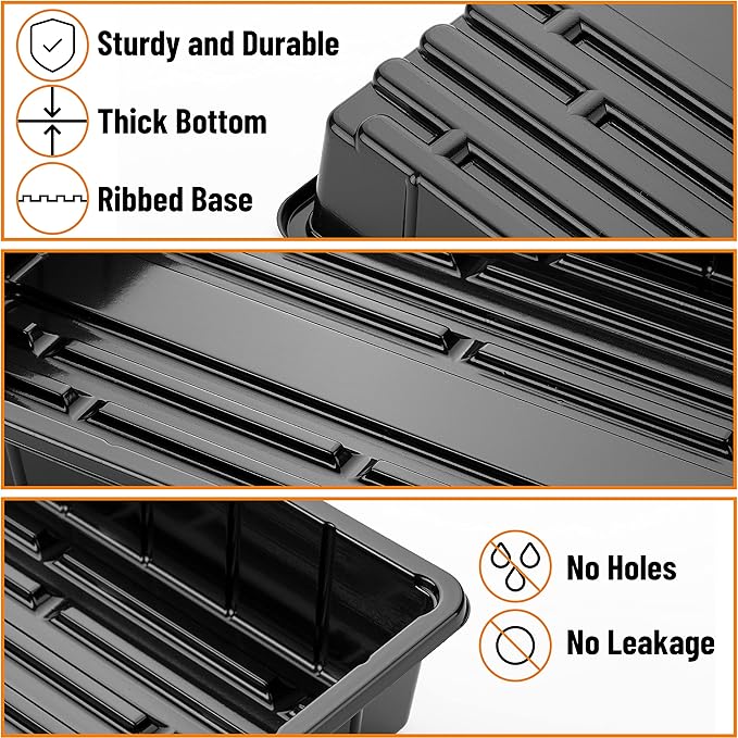 Mr. Pen- Plastic Growing Trays, 5Pack, Black, 17x10, Plant Tray, Seed Tray, Seedling Tray, Propagation Tray, Plant Trays for Seedlings, Planting Trays, Microgreens Growing Trays, Seedling Starter Tray - Image 4