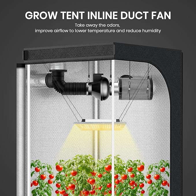 4 Inch 195 CFM Inline Duct Ventilation Fan, Exhaust HVAC Vent Blower for Hydroponics Grow Tent, Greenhouses, Attic, 2 Pack, Black - Image 2