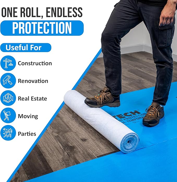 Temporary Floor Protection for Renovation, Painting, Construction - 40" x 90 ft, Covers 1800 sqft - Image 6