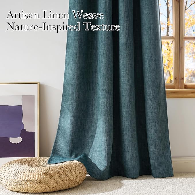 NICETOWN Greyish Blue Room Darkening Rod Pocket Curtains 63 inch Length, W42 x L63, Light Blocking Thermal Insulated Noise Reducing Drapes for Bedroom Living Room Farmhouse Decor, 2 Panels - Image 3
