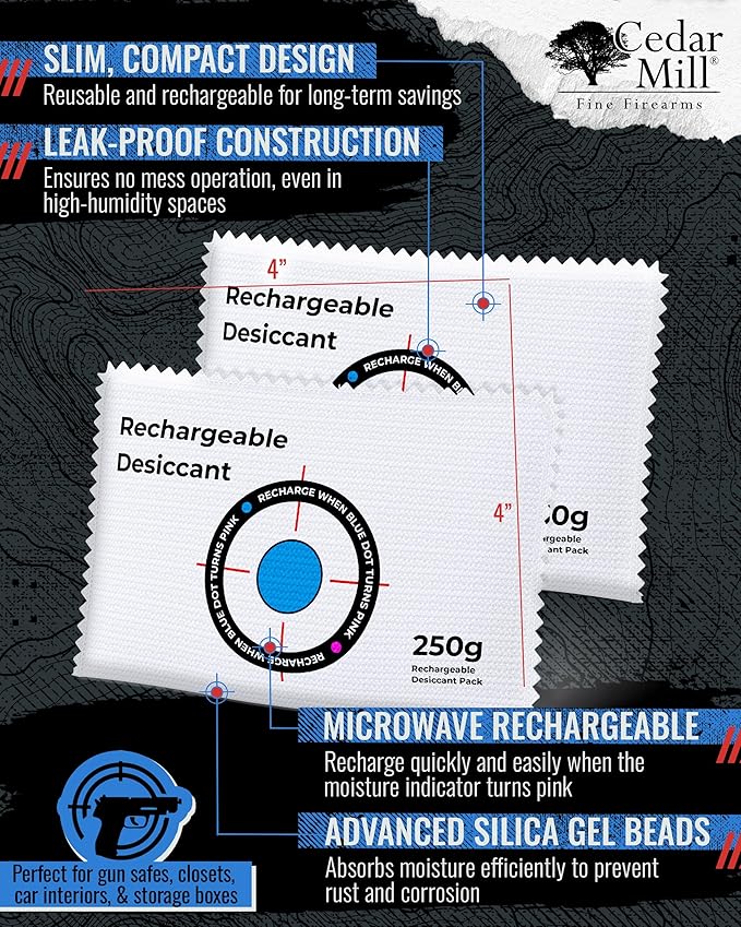 Rechargeable Desiccant Pack – Reusable Moisture Absorber for Gun Safes, Gun Cases, Closet, Car, RV & Storage | Portable Silica Gel Dehumidifier Bags for Humidity & Odor Control - Image 3