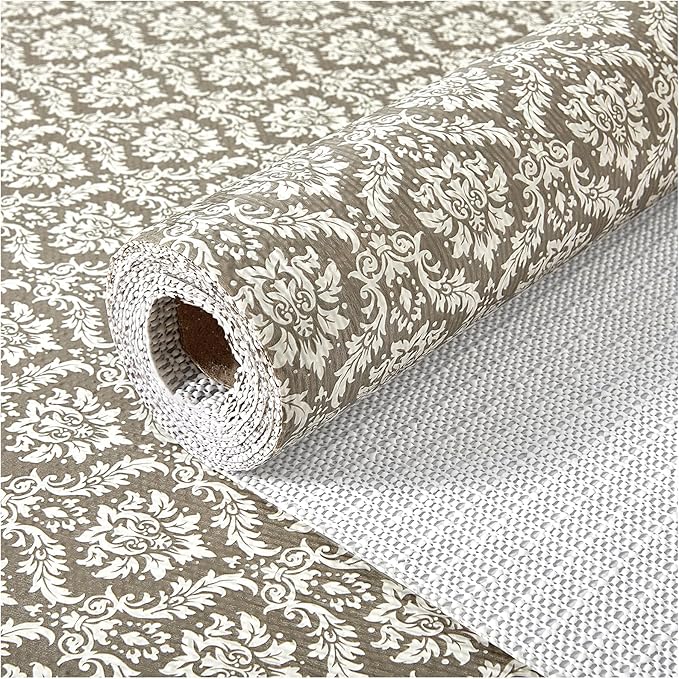 Drawer and Shelf Liner, Non-Slip Kitchen Cabinet Liners Non-Adhesive Thick Strong Grip Waterproof Washable Mats Protect Dresser Shelves Cupboard Bathroom Cabinets, Boho: Beige, 12 in X 10 FT by ALIUNI