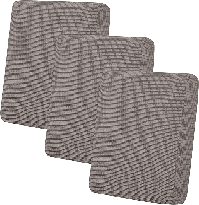 Easy-Going Stretch Individual Chair Couch Cushion Cover Sofa Cushion Furniture Protector Sofa slipcover Soft Flexibility with Elastic Bottom (3-Piece Sofa Cushion Cover, Taupe) by Easy-Going