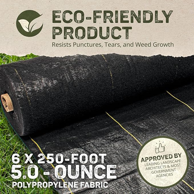 Dewitt 6 x 250 Foot Weed and Mulch Barrier Landscape Woven Fabric Ground Cover, Ideal as Fabric for Yards, Grounding Sheets, Fake Rock, or Floor Mat - Image 4