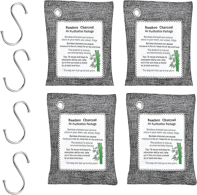 Bamboo Charcoal Air Purifying Bags (4-Pack, 200g Each) – Natural Odor Eliminator & Moisture Absorber for Home, Car, Closets, Bathrooms – Eco-Friendly, Reusable Deodorizer - Image 6