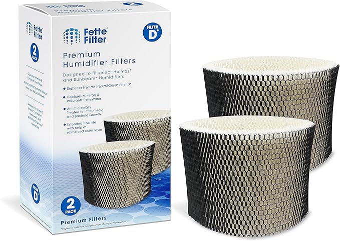 Fette Filter - HWF75 Replacement Wicking Filter Compatiable with Holmes Filter D HWF75 HWF75CS HWF75PDQ-U HF222 & Sunbeam Cool Mist Humidifier Models 3000 Series. Pack of 2 by Fette+Filter