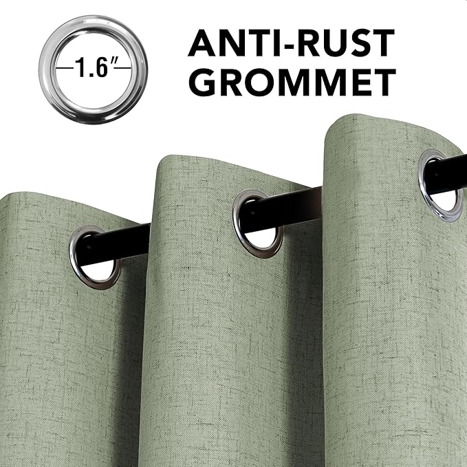 H.VERSAILTEX Linen Curtains 100% Blackout Curtains for Bedroom 108 inch Long Full Light Blocking Nature Linen Blended Window Curtains for Living Room Nickel Grommet (2 Panels, Heathered Tea) - Image 3