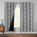 Beauoop 100% Blackout Curtains 72 Inches Long 2 Panels for Bedroom Living Room Grey Moroccan Geo Room Darkening Thermal Insulated Soundproof Grommet Top Window Treatments Drapes, 50x72 Set of 2 by Beauoop