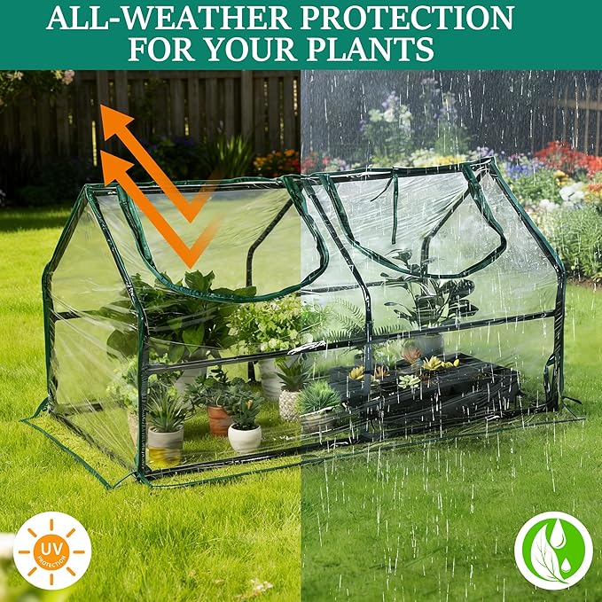 Meonum Mini Greenhouse with Grow Light, 47.2" L x 23.6" L x 23.6" W Portable Greenhouses Waterproof UV-Resistant for Indoor/Outdoor Seed Starting (House Shape) - Image 5