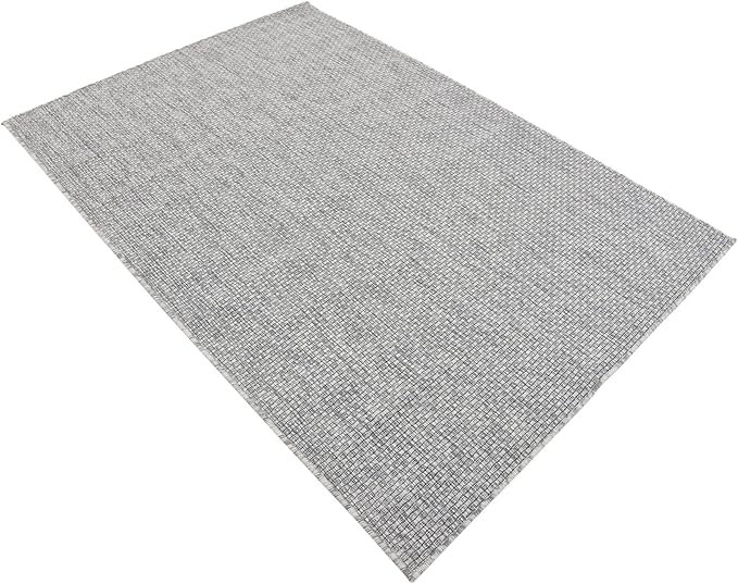 Unique Loom Collection Casual Transitional Solid Heathered Indoor/Outdoor Flatweave Area Rug (4' 1" x 6' 1" Rectangle, Light Gray/Ivory) - Image 4