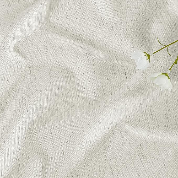 RYB HOME Ivory White 100% Blackout Curtains for Bedroom, Linen Drapes Back Tab&Rod Pocket, Thermal Insulated Privacy Assurd Curtains for Sliding Glass Doors/Dining/Living Room, W52 x L108, 2 Panels - Image 8