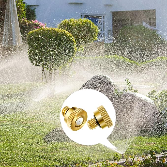 Hotop 40 Pieces Brass Misting Nozzle, Low Pressure Atomizing Mist Nozzle, 10/24 UNC Orifice Replacement Heads for Greenhouse Landscaping and Outdoor Cooling System (0.4 mm) - Image 3