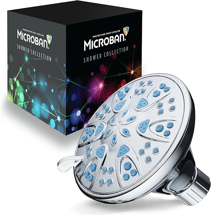AquaDance Antimicrobial – Anti-Clog High-Pressure 6-Setting Shower Head with Microban Nozzle Protection from Growth of Mold, Mildew & Bacteria for Stronger Shower! 4" Sunset Blue - Image 2