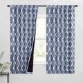 Beauoop 100% Blackout Curtains 63 Inches Long 2 Panels for Bedroom Living Room Blue Moroccan Geo Room Darkening Thermal Insulated Soundproof Rod Pocket Back Tab Window Treatments Drapes, 50x63 by Beauoop