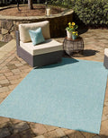 Unique Loom Collection Casual Transitional Solid Heathered Indoor/Outdoor Flatweave Area Rug (6' 1" x 9' Rectangle, Aquamarine/Ivory) by UniqueLoom