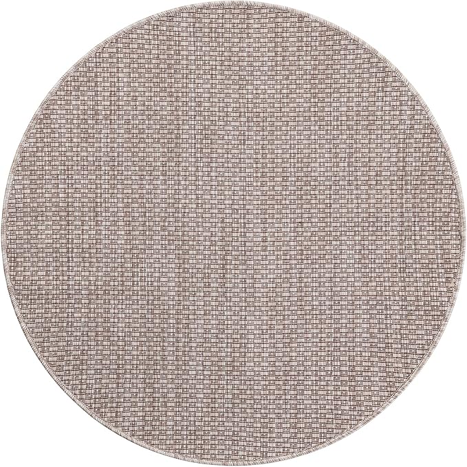 Unique Loom Outdoor Solid Collection Area Rug (3' 3" Round Beige/Ivory) - Image 3