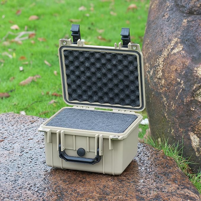 MEIJIA Portable All Weather IP67 Waterproof Camera Case,hard case with Customizable Fit Foam,Fit Use of Drones,Camera,Equipments,10.62 x9.68x6.87inches(Desert Tan) - Image 3