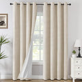 H.VERSAILTEX Chenille Curtains 96 inch Length 2 Panels 100% Blackout Drapes for Living Room with White Flocking Coating Back Thermal Insulated Anti-Rust Grommet, Almond(Not Solid) by HVERSAILTEX