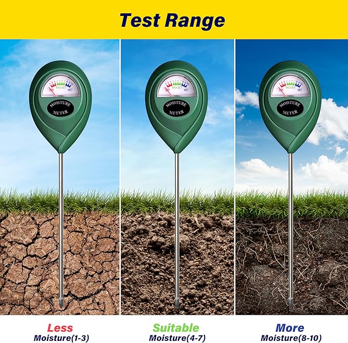 iPower 2-Pack Soil Moisture Meter for Plant Water Test Hygrometer Monitor for Garden, Lawn, Farm, Indoor and Outdoor Use, Tester, Green - Image 5