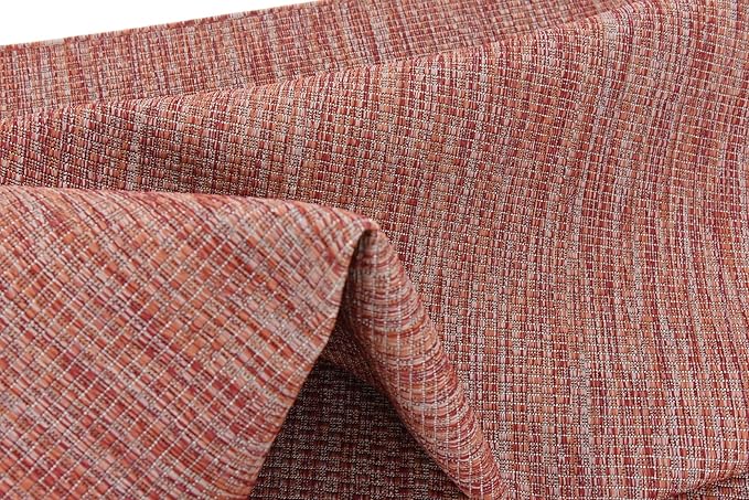 Unique Loom Collection Casual Transitional Solid Heathered Indoor/Outdoor Flatweave Area Rug (7' 1" x 10' Rectangle, Rust Red/Beige) - Image 10