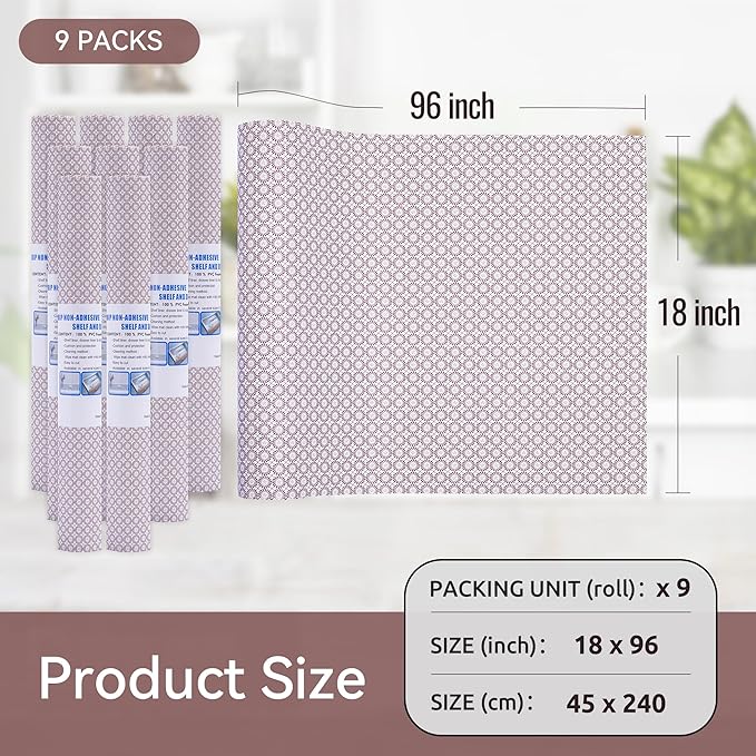 FIFTY FEET 18"x96" Non-Adhesive Shelf Liner for Kitchen Cabinets and Drawers, Washable Non-Slip PVC Cabinet Liner (Red Circle)(9 Roll) - Image 5