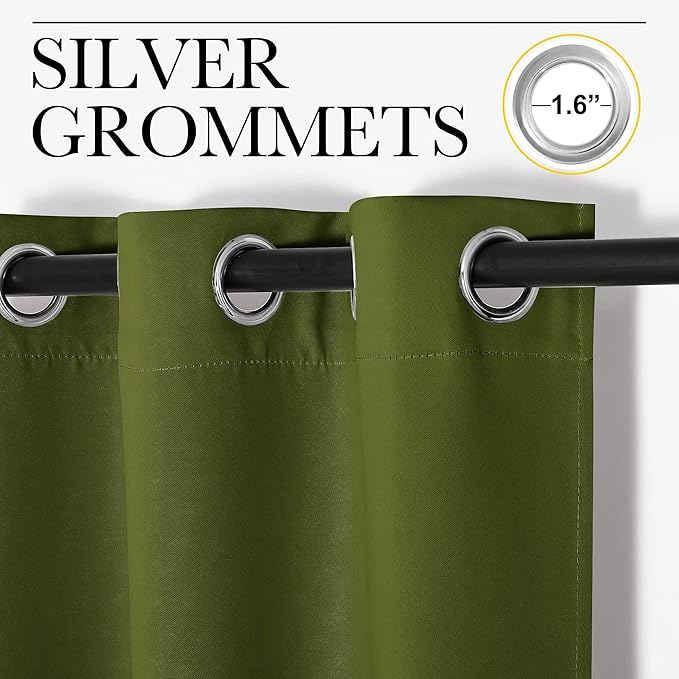NICETOWN Blackout Curtain 68 inch Long, 55 inches Width, 1 Panel, Olive Green, Thermal Insulated Window Treatment with Grommet Room Darkening Thermal Insulated Panel for Bedroom/Living Room - Image 2