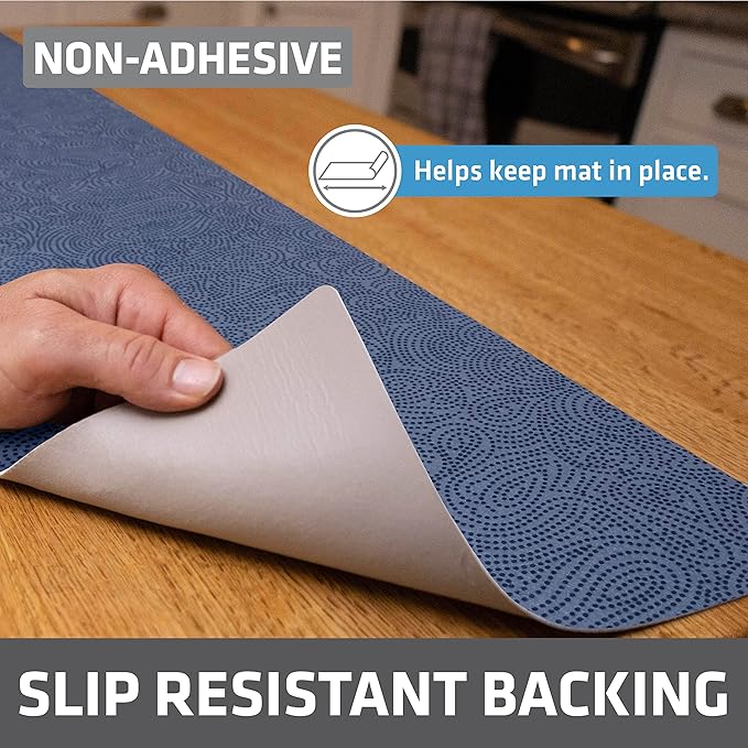 Drymate Premium Luxury Shelf & Drawer Liner, Thick Cushioned Fabric, Non-Adhesive, Absorbent, Waterproof, Slip-Resistant, Liners for Kitchen Cabinets, Cupboards (USA Made)(12”x59”)(2-Pack)(Blue) - Image 3