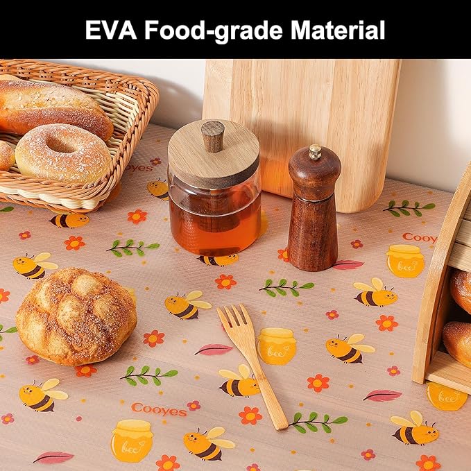 Cooyes Shelf Liner – Non-Slip Cabinet & Drawer Liner for Kitchen – Non-Adhesive Waterproof Shelf Paper with Modern Pattern – Durable EVA Cabinet Mat – Easy to Cut (Amber,11.8" W x 118" L) - Image 3