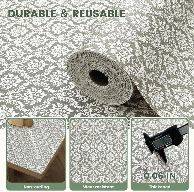 Drawer Liner and Shelf Liner for Kitchen Cabinet Liner Non-Adhesive Non-Slip Shelf Paper, Thick Strong Grip Waterproof Easy to Clean for Shelves, Cupboard, Desks, Baroque Pattern, 12 in x 20 FT - Image 5