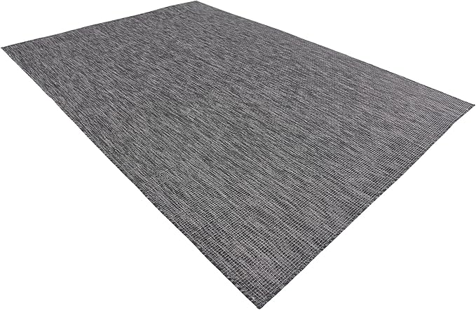 Unique Loom Collection Casual Transitional Solid Heathered Indoor/Outdoor Flatweave Area Rug (7' 1" x 10' Rectangle, Black/Ivory) - Image 5