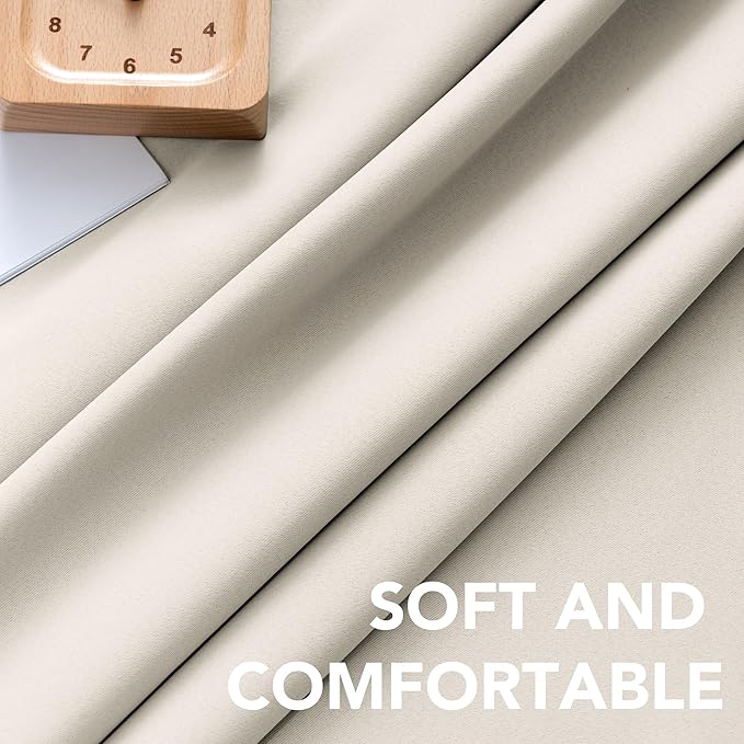H.VERSAILTEX Light Reducing Curtains Thermal Insulated Window Treatment Panels Room Darkening Privacy Assured Drapes for Living Room Back Tab/Rod Pocket Bedroom Drapes 2 Panels, Ivory - 52 x 72 Inch - Image 5