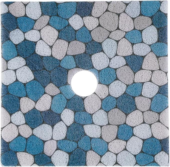 Hombys Non Slip Shower Mat - 27x27 in, Drain Hole, Secure, PVC Loofah, Boho Style by HOMBYS