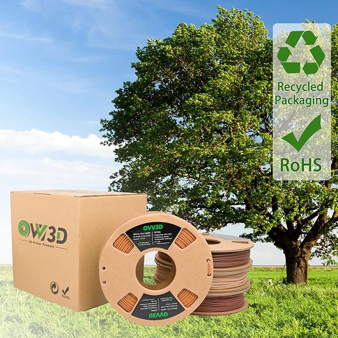 OVV3D Wood 3D Printer Filament Bundle, Wood PLA Filament 1.75mm Bundle, Add More Than 30% Real WoodFiber, Walnut, Oak, Cherry, Teak, 1.75 PLA Filament 3D Printing Filament, 200g X 4 Pack - Image 7