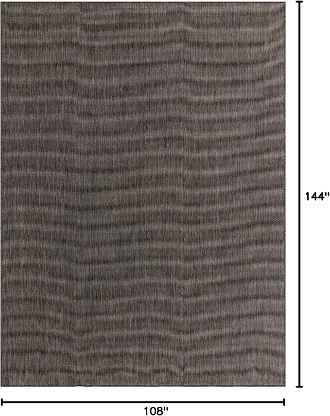 Unique Loom Collection Casual Transitional Solid Heathered Indoor/Outdoor Flatweave Area Rug (9' x 12' Rectangle, Black/Ivory) - Image 3