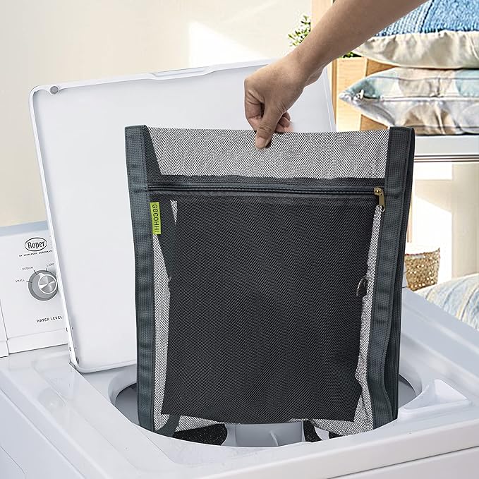 Sneaker Wash & Dry Net Bag for Dryer, 15.7x13.8 Inch Large HoneyComber Mesh Bags with Zipper and Strap for Shoes, Clothing, Laundry Reused Bag Tool (2Pcs Grey) - Image 7