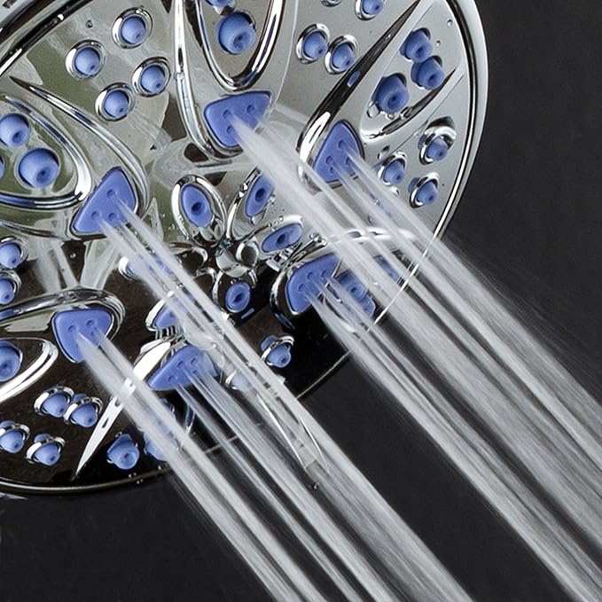 AquaDance Antimicrobial – Anti-Clog High-Pressure 6-Setting Shower Head with Microban Nozzle Protection from Growth of Mold, Mildew & Bacteria for Stronger Shower! 4" Sunset Blue - Image 6