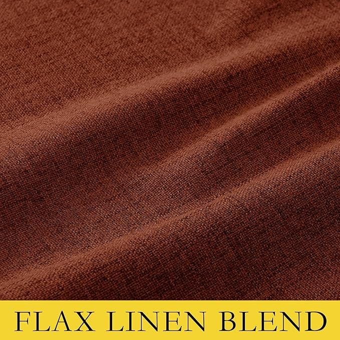 NICETOWN 100% Absolutely Blackout Linen Curtains with Thermal Insulated Liner, 42" Wide, 2 Panels, 63" Long Drapes, Grommet Retro Burnt Orange Linen Curtains Vertical Drapes Privacy for Bedroom - Image 8
