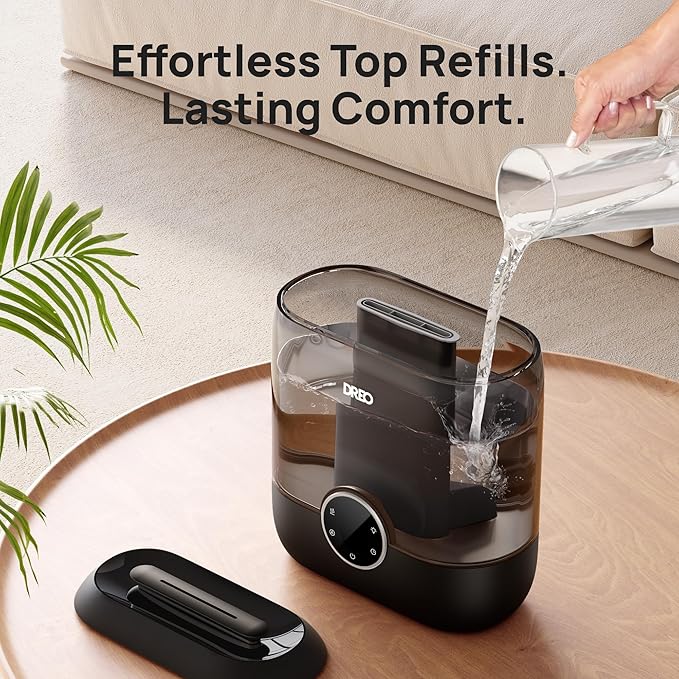DREO 6L Top Fill Humidifiers for Bedroom, 60H Runtime, 28 dB Quiet Supersized Cool Mist Humidifiers for Large Room, Ultrasonic Humidifier for Home, Plant, Baby, Night Light, Indoor - Image 6