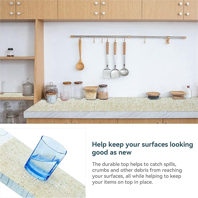 Beige Non-Adhesive Cabinet & Drawer Liner, 18in x 16FT, Durable Waterproof Anti-Slip Shelf Liner - Image 3