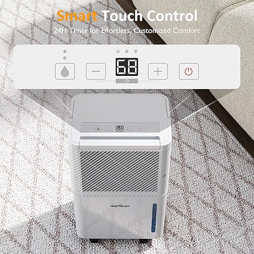 25 Pint Dehumidifier with Drain Hose: for Whole Home & Large Rooms up to 1500 Sq.Ft, 71OZ Tank, Auto Shut Off, 24H Timer, Ideal for Basement, Bedroom, Garage, RV, White - Image 8