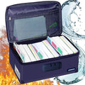 JUNDUN Index Card Holder with Lock,Collapsible Fireproof Index Card Box fits 1200 3x5-Inch Flash Cards - Business, Recipe, or Note Card Storage Boxes - Blue by JUNDUN