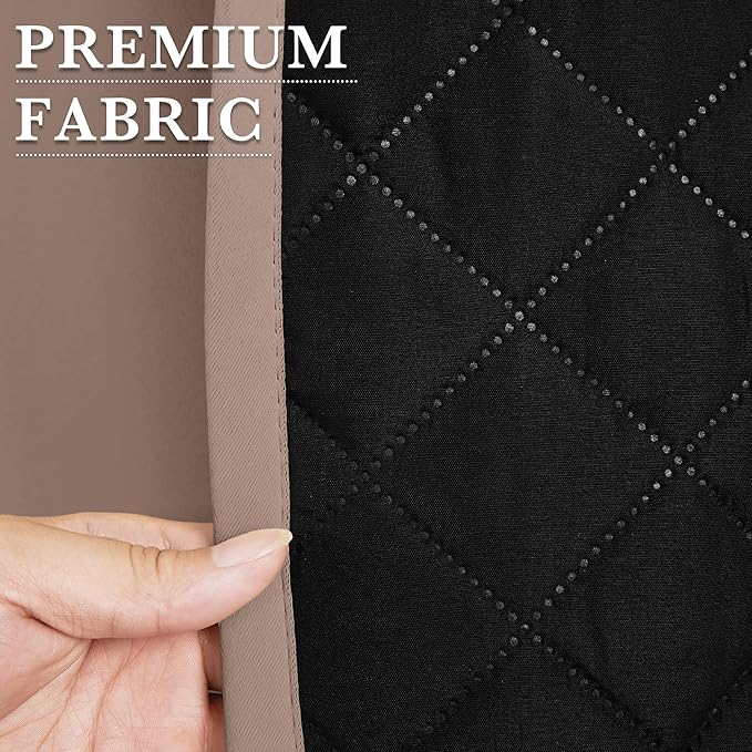 RYB HOME Outdoor/Indoor Thermal Insulated Fade-Resistant Blackout Curtains Extra Long with Cotton Interlining for Winter, Waterproof Curtains for Patio Bedroom, W 52 x L 108, Mocha, 2 Panels - Image 7